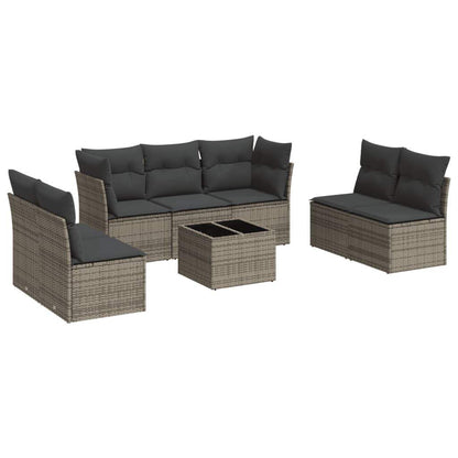 Set Divano da Giardino 8 pz con Cuscini Grigio in Polyrattan - homemem39