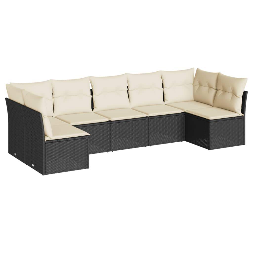 Set Divani da Giardino con Cuscini 7pz Nero Polyrattan - homemem39