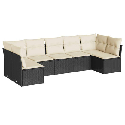 Set Divani da Giardino con Cuscini 7pz Nero Polyrattan - homemem39