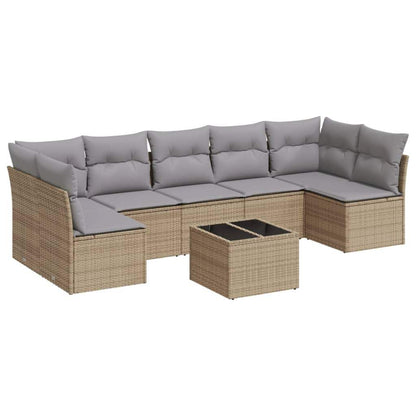Set Divano da Giardino 8 pz con Cuscini Beige in Polyrattan - homemem39