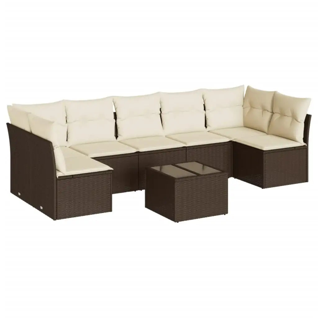 Set Divani da Giardino 8 pz con Cuscini Marrone in Polyrattan - homemem39