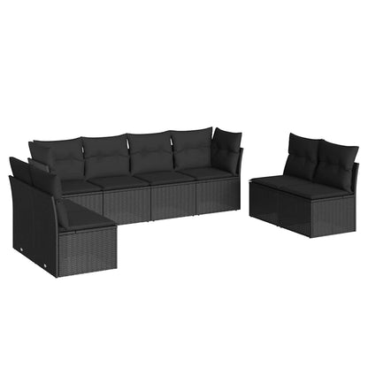 Set Divani da Giardino con Cuscini 8 pz Nero in Polyrattan | homemem39