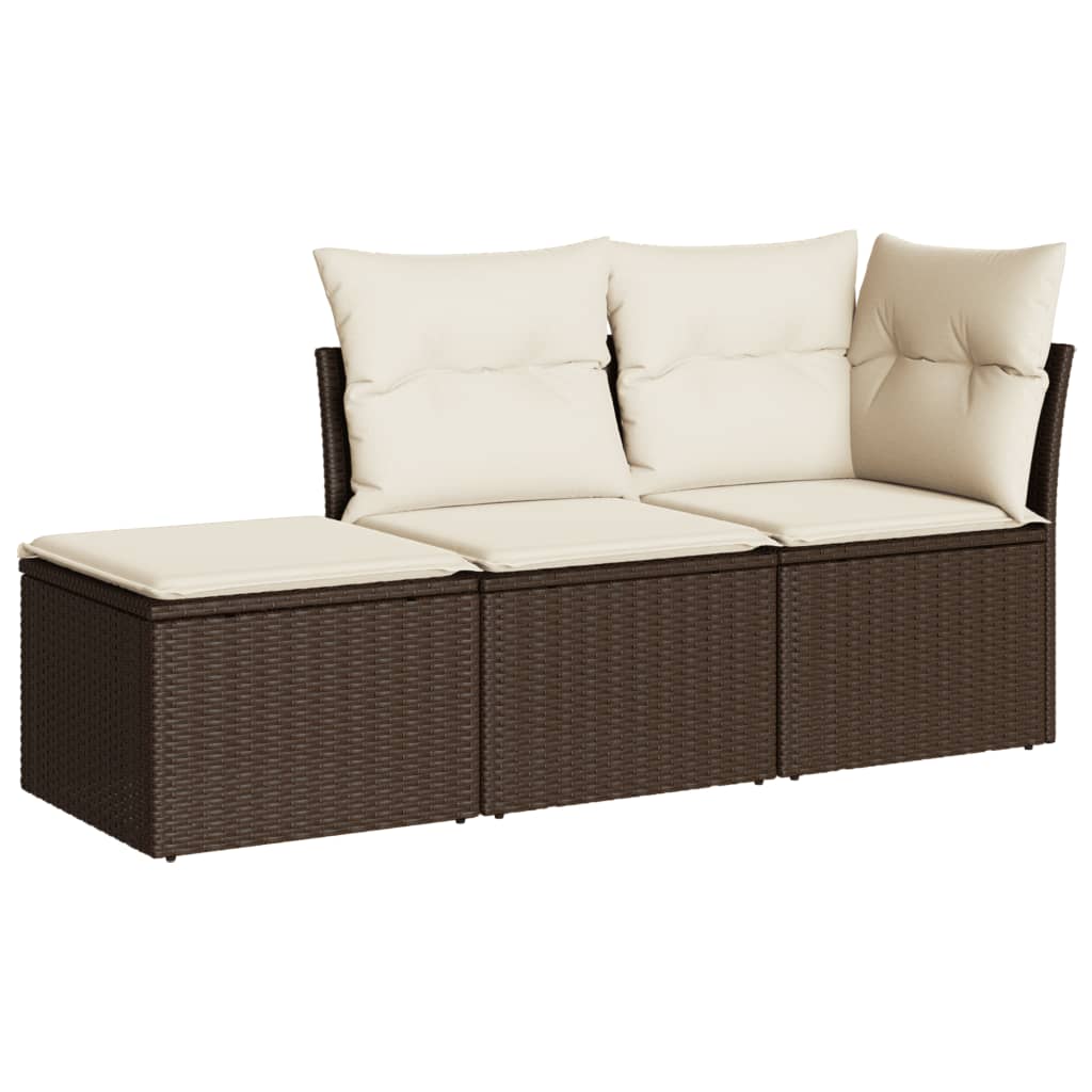 Set Divano da Giardino 3 pz con Cuscini in Polyrattan