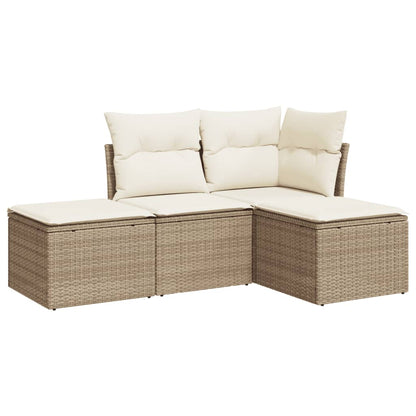 Set Divano da Giardino 4 pz con Cuscini Beige in Polyrattan | homemem39