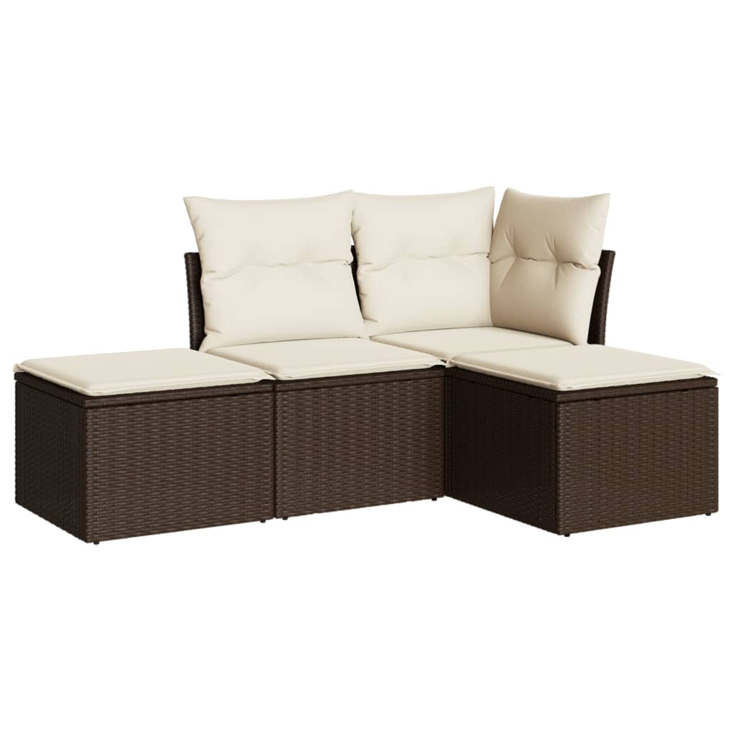 Set Divano da Giardino 4 pz con Cuscini in Polyrattan