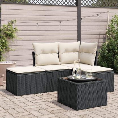 Set Divani da Giardino 5 pz con Cuscini in Polyrattan Nero - homemem39