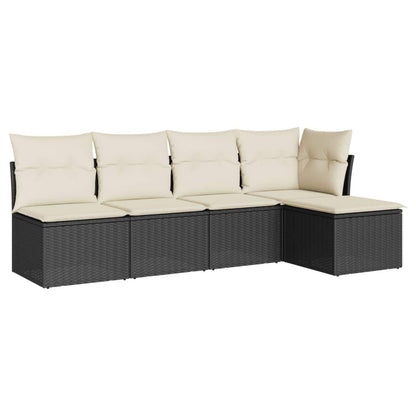 Set Divani da Giardino 5 pz con Cuscini in Polyrattan Nero - homemem39