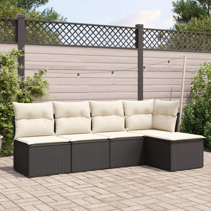 Set Divani da Giardino 5 pz con Cuscini in Polyrattan Nero - homemem39