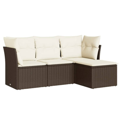 Set Divano da Giardino 4 pz con Cuscini in Polyrattan