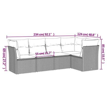 Set Divani da Giardino 5 pz con Cuscini in Polyrattan Nero | homemem39