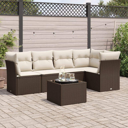 Set Divano da Giardino 6 pz con Cuscini Marrone in Polyrattan - homemem39