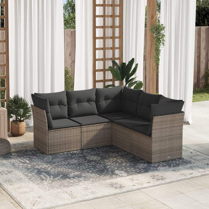 Set Divano da Giardino 5 pz con Cuscini Grigio in Polyrattan - homemem39