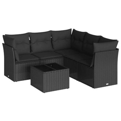 Set Divano da Giardino 6 pz con Cuscini Nero in Polyrattan - homemem39