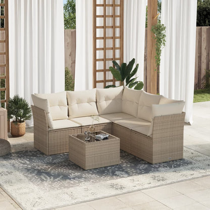 Set Divano da Giardino 6 pz con Cuscini Beige in Polyrattan | homemem39