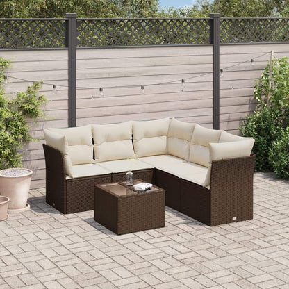 Set Divano da Giardino 6 pz con Cuscini Marrone in Polyrattan - homemem39
