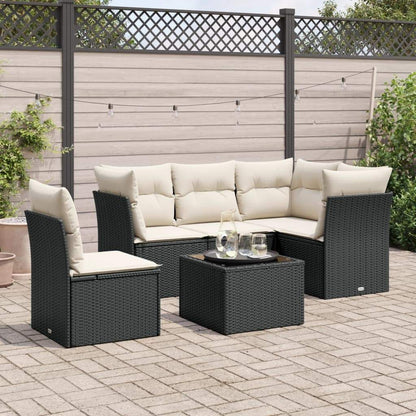 Set Divano da Giardino 6 pz con Cuscini Nero in Polyrattan - homemem39