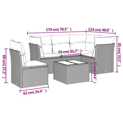 Set Divano da Giardino 6pz con Cuscini Grigio Chiaro Polyrattan - homemem39