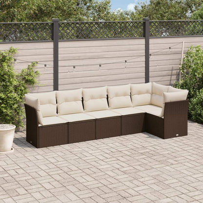 Set Divano da Giardino 6 pz con Cuscini Marrone in Polyrattan - homemem39