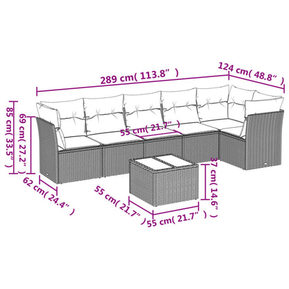 Set Divani da Giardino con Cuscini 7pz Nero Polyrattan | homemem39