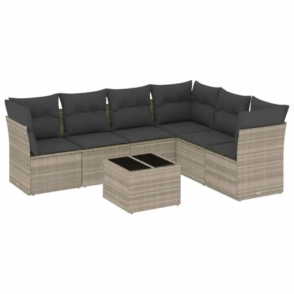 Set Divani da Giardino 7pz con Cuscini Grigio Chiaro Polyrattan - homemem39
