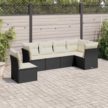Set Divano da Giardino 6 pz con Cuscini Nero in Polyrattan - homemem39