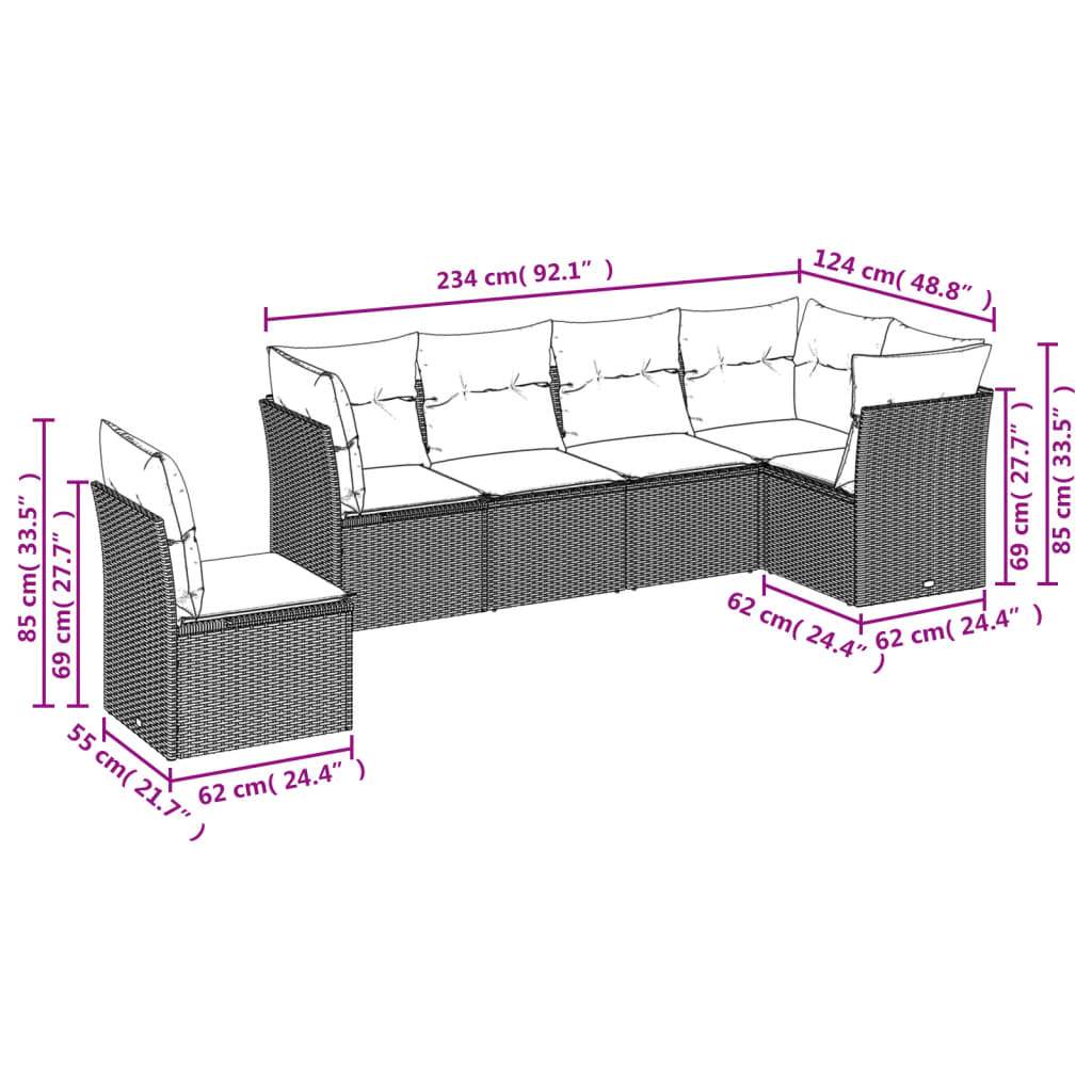 Set Divano da Giardino 6pz con Cuscini Grigio Chiaro Polyrattan - homemem39