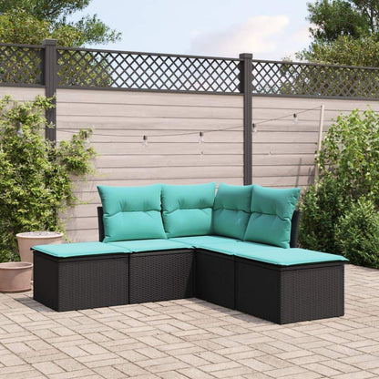Set Divani da Giardino 5 pz con Cuscini in Polyrattan Nero - homemem39