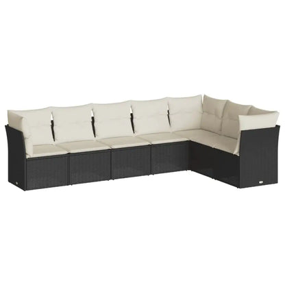 Set Divani da Giardino con Cuscini 7pz Nero Polyrattan - homemem39