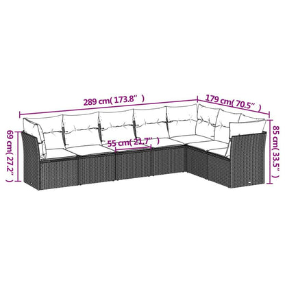 Set Divani da Giardino con Cuscini 7pz Nero Polyrattan - homemem39