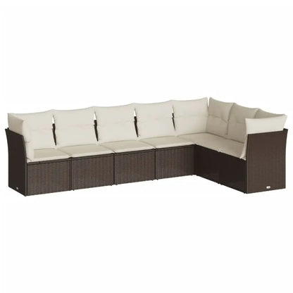 Set Divani da Giardino 7 pz con Cuscini Marrone in Polyrattan - homemem39