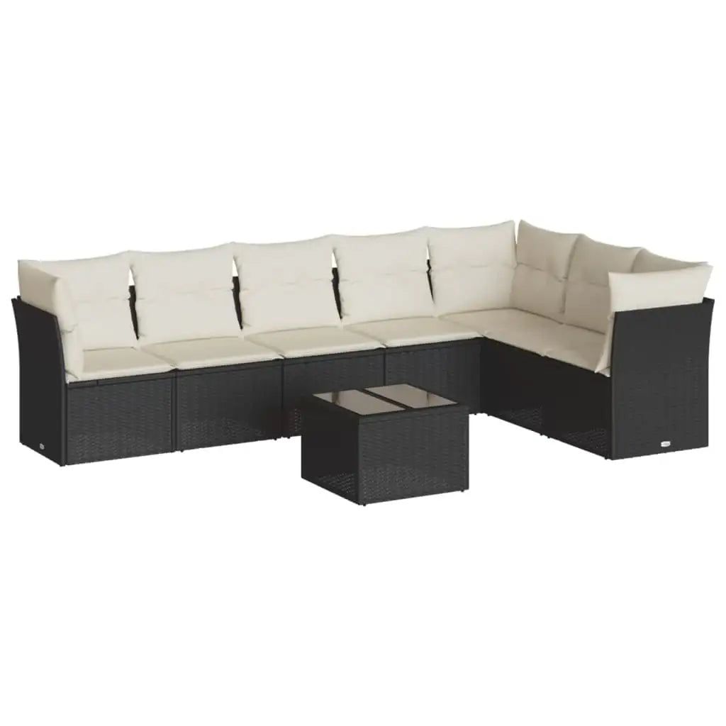 Set Divani da Giardino con Cuscini 8 pz Nero in Polyrattan - homemem39