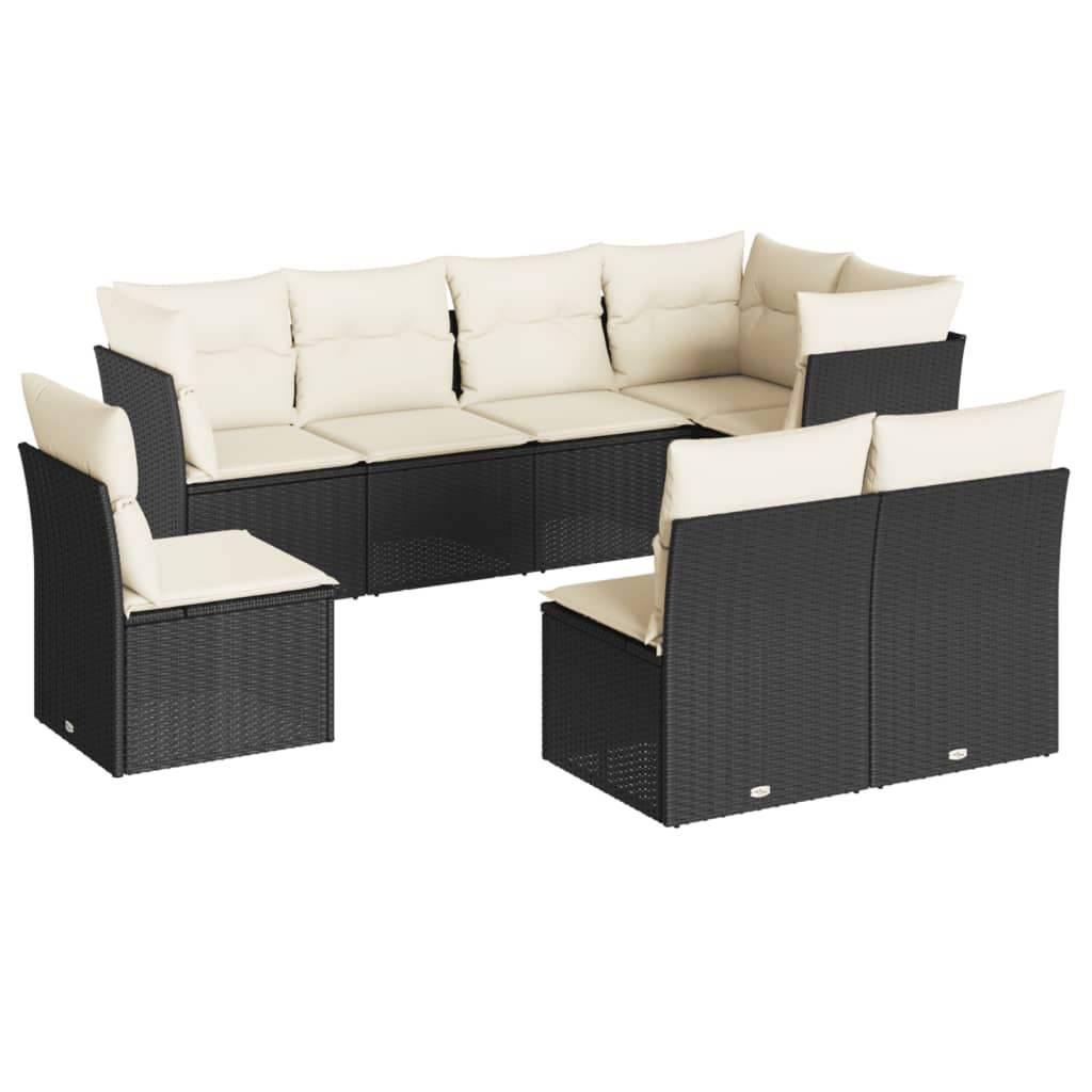 Set Divani da Giardino con Cuscini 8 pz Nero in Polyrattan - homemem39