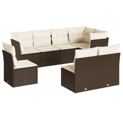 Set Divani da Giardino 8 pz con Cuscini Marrone in Polyrattan - homemem39