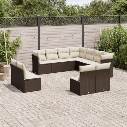Set Divani da Giardino 11 pz con Cuscini Polyrattan Marrone - homemem39