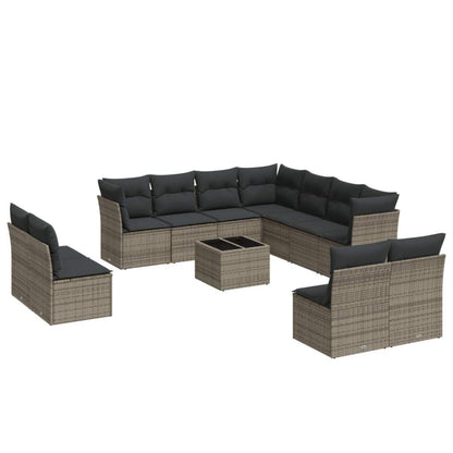 Set Divani da Giardino 12 pz con Cuscini Grigio in Polyrattan - homemem39