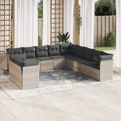 Set Divani da Giardino 11 pz con Cuscini in Polyrattan Grigio - homemem39