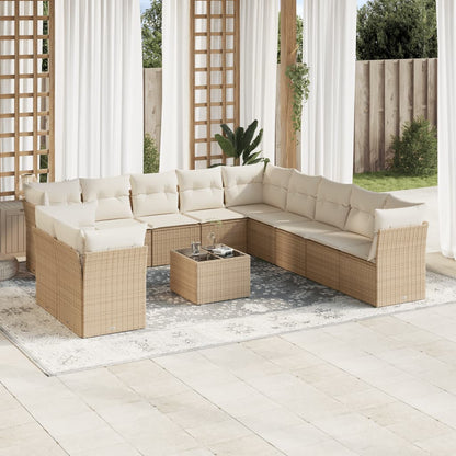 Set Divani da Giardino 12 pz con Cuscini Beige in Polyrattan | homemem39
