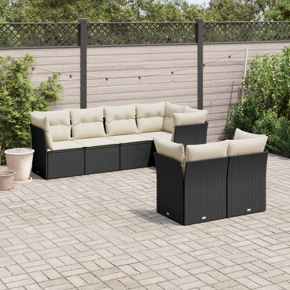 Set Divani da Giardino con Cuscini 7pz Nero Polyrattan | homemem39