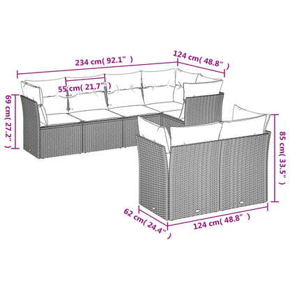 Set Divani da Giardino 7 pz con Cuscini Beige in Polyrattan | homemem39