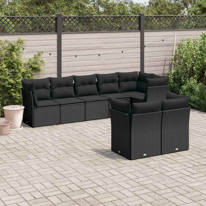 Set Divani da Giardino con Cuscini 8 pz Nero in Polyrattan | homemem39