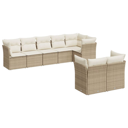 Set Divano da Giardino 8 pz con Cuscini Beige in Polyrattan | homemem39