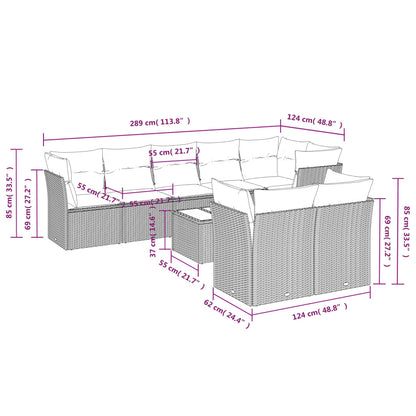 Set Divani da Giardino 9 pz con Cuscini Nero in Polyrattan | homemem39