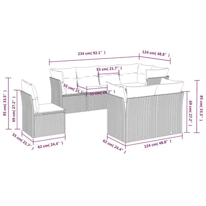 Set Divani da Giardino con Cuscini 8 pz Nero in Polyrattan | homemem39