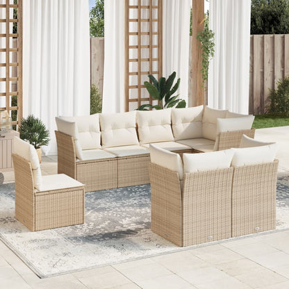 Set Divano da Giardino 8 pz con Cuscini Beige in Polyrattan | homemem39