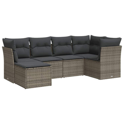 Set Divano da Giardino 6 pz con Cuscini Grigio in Polyrattan - homemem39