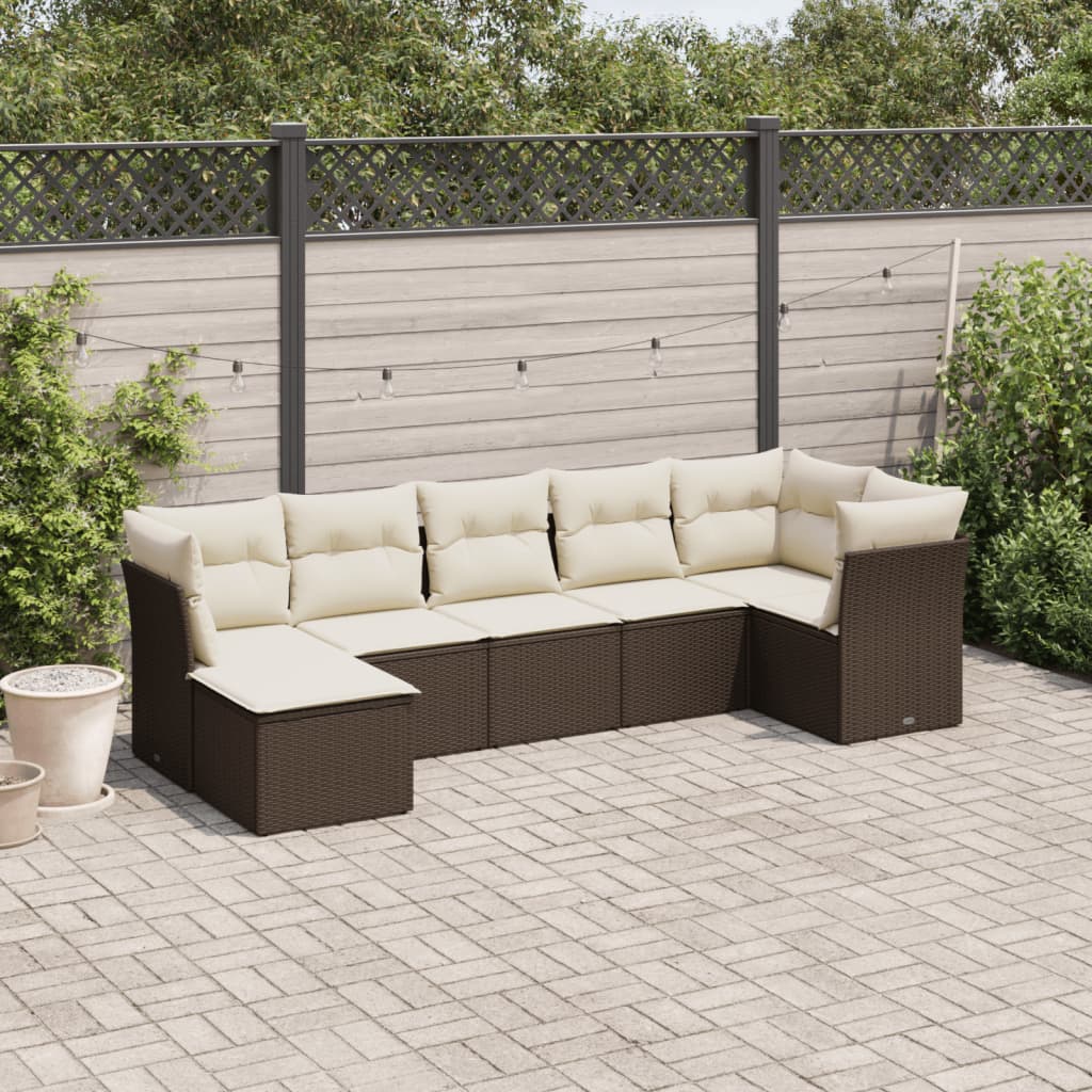 Set Divani da Giardino 7 pz con Cuscini in Polyrattan