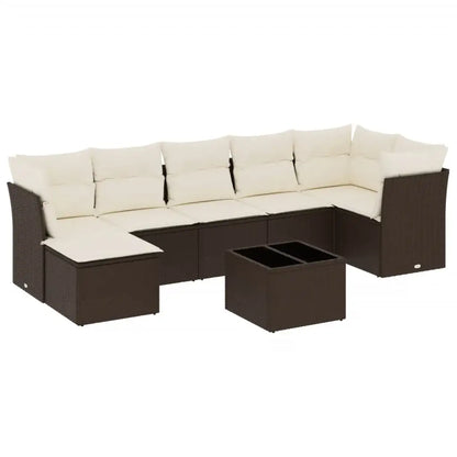 Set Divani da Giardino 8 pz con Cuscini Marrone in Polyrattan - homemem39