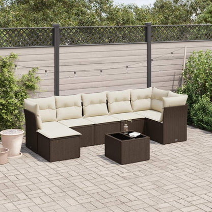 Set Divani da Giardino 8 pz con Cuscini Marrone in Polyrattan - homemem39