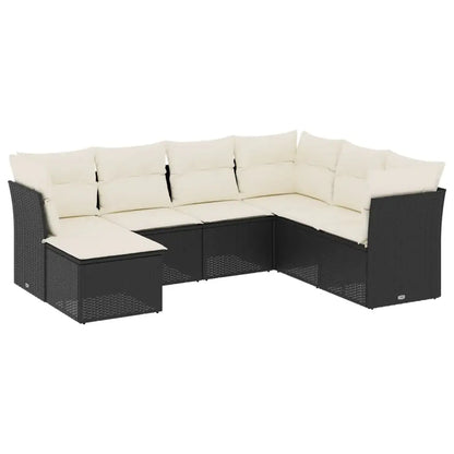 Set Divani da Giardino con Cuscini 7pz Nero Polyrattan - homemem39