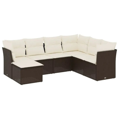 Set Divani da Giardino 7 pz con Cuscini Marrone in Polyrattan - homemem39